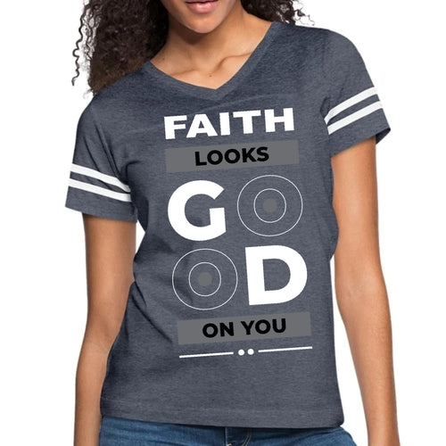 Womens Vintage Sport Graphic T-shirt, "FAITH LOOKS GOOD ON YOU".