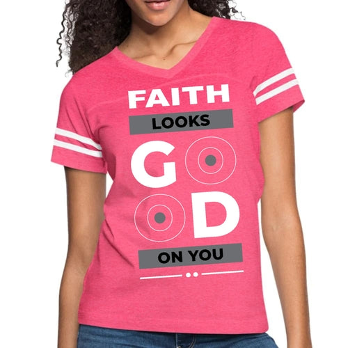 Womens Vintage Sport Graphic T-shirt, "FAITH LOOKS GOOD ON YOU".