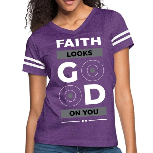 Womens Vintage Sport Graphic T-shirt, "FAITH LOOKS GOOD ON YOU".