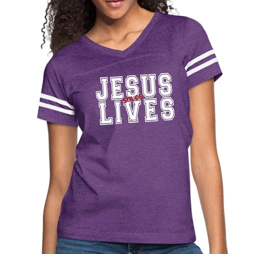 Womens Vintage Sport Graphic, "JESUS SAVES LIVES",  T-shirt.